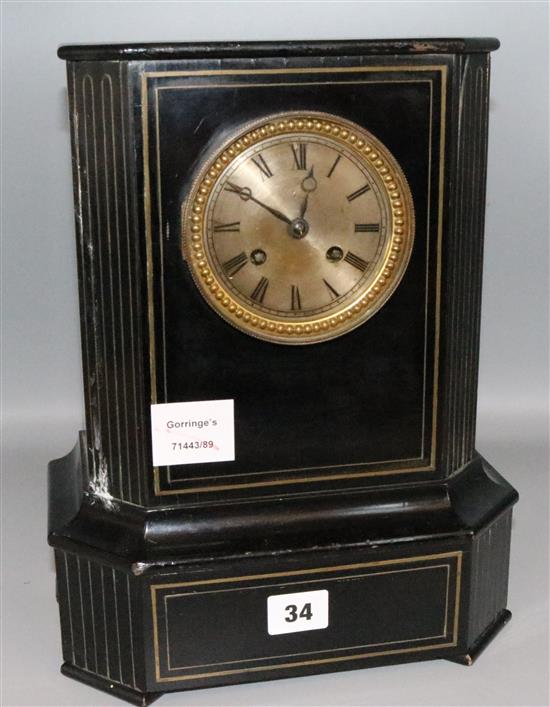 Victorian ebonised mantel clock(-)